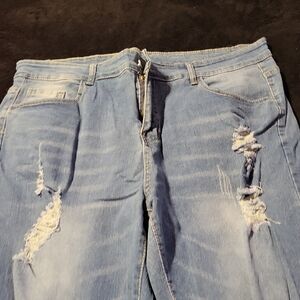 Sacred Threads Blue Distressed Straight Leg Jeans